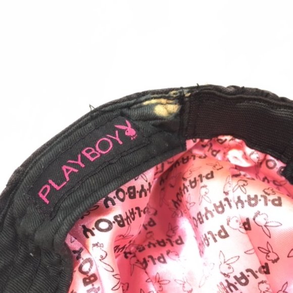 RARE Playboy Sequined Cap Hat Original  Black/Pink USED Vintage - Picture 15 of 16